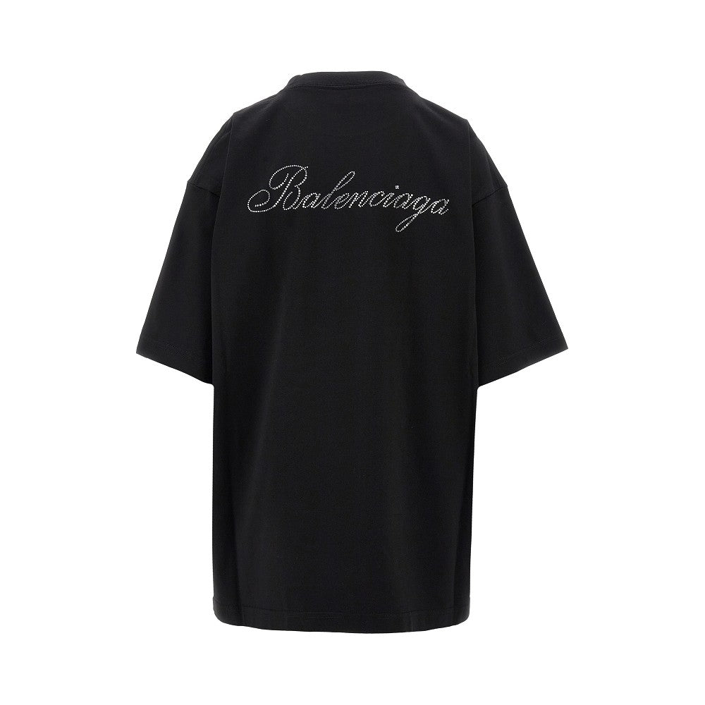T-shirt oversize con logo strass