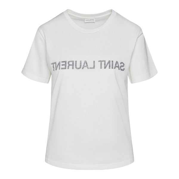 T-shirt con logo rovesciato
