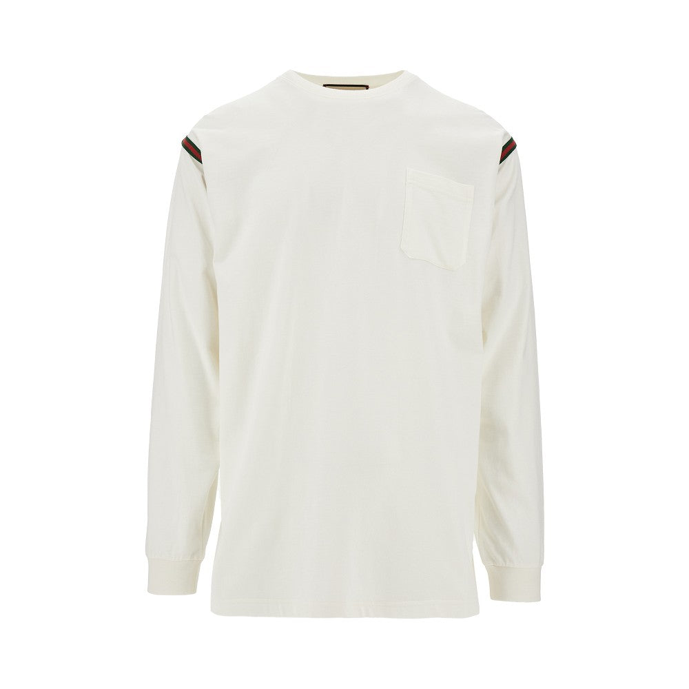 T-shirt in cotone con nastro Web