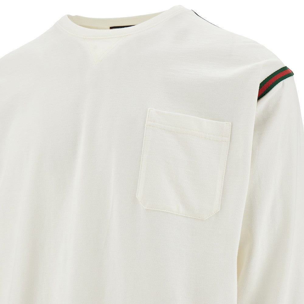T-shirt in cotone con nastro Web