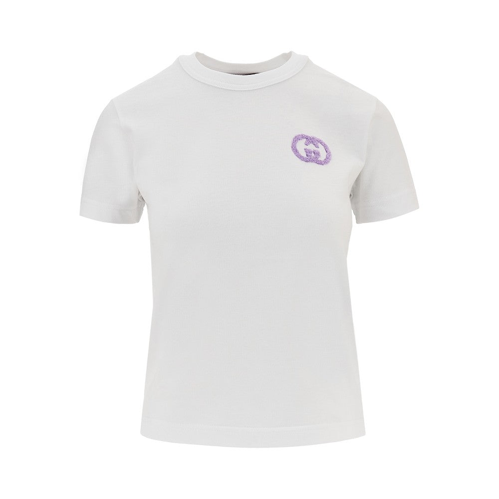 T-shirt con ricamo Incrocio GG in spugna
