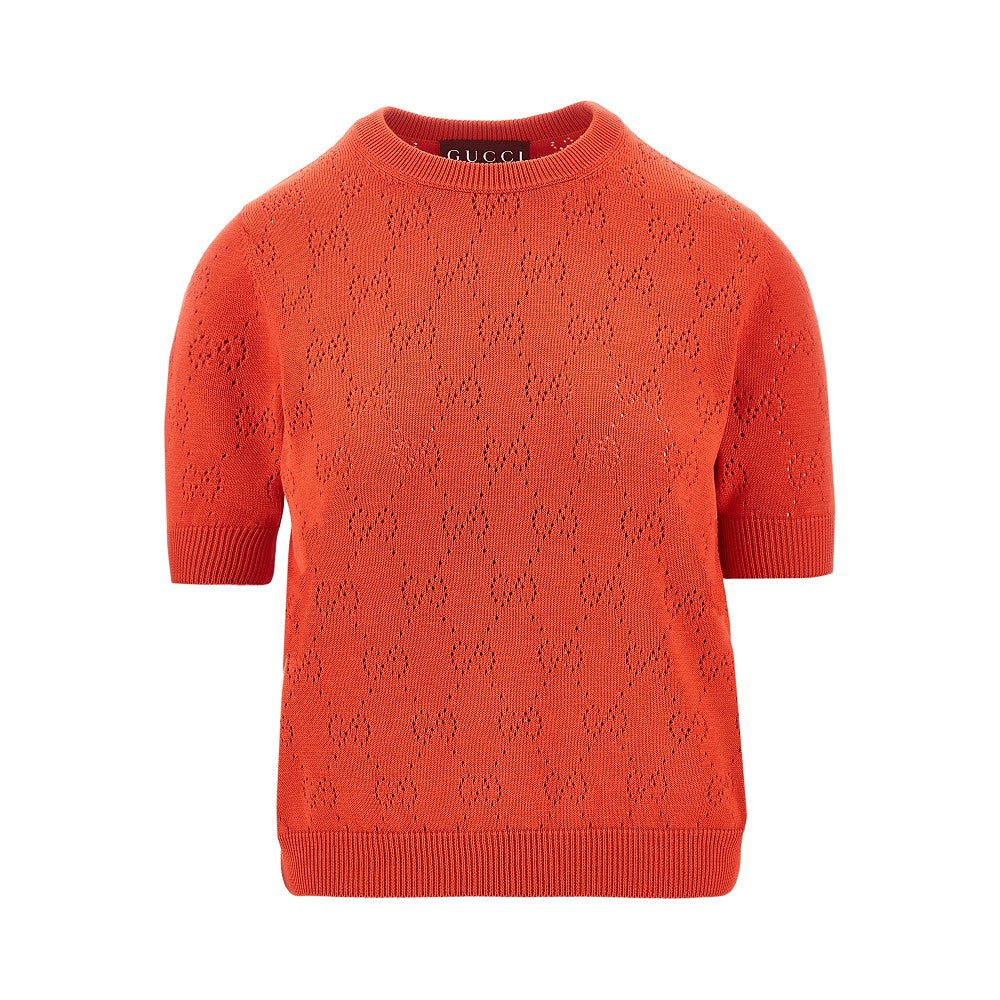 Openworked GG motif knitted top