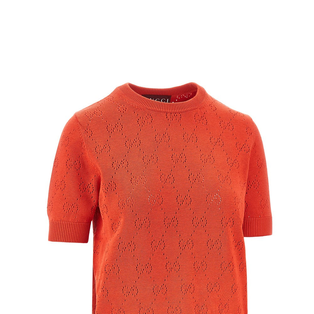 Openworked GG motif knitted top