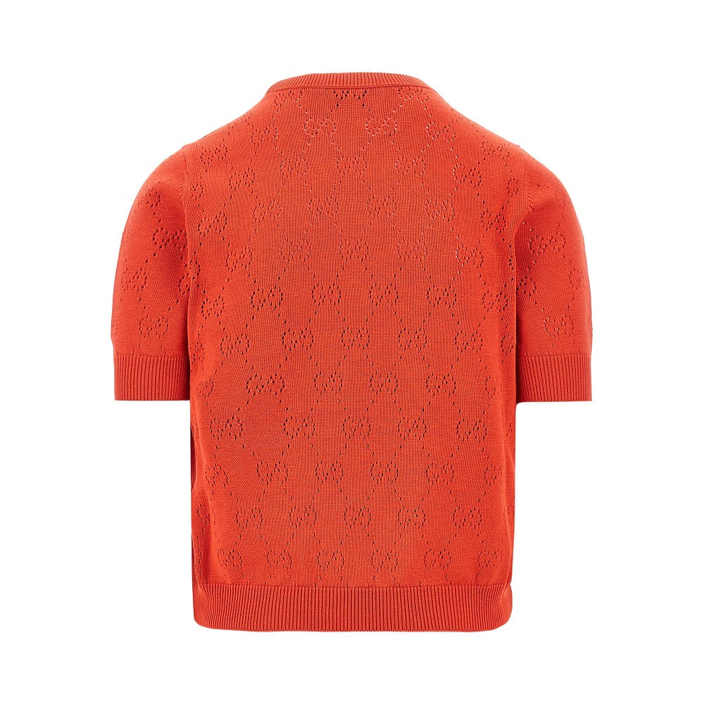 Openworked GG motif knitted top