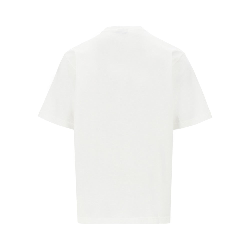 T-shirt in misto seta con stampa logo