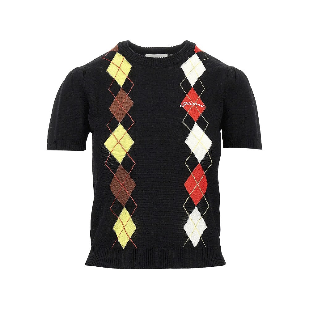 Knitted top with diamonds motif