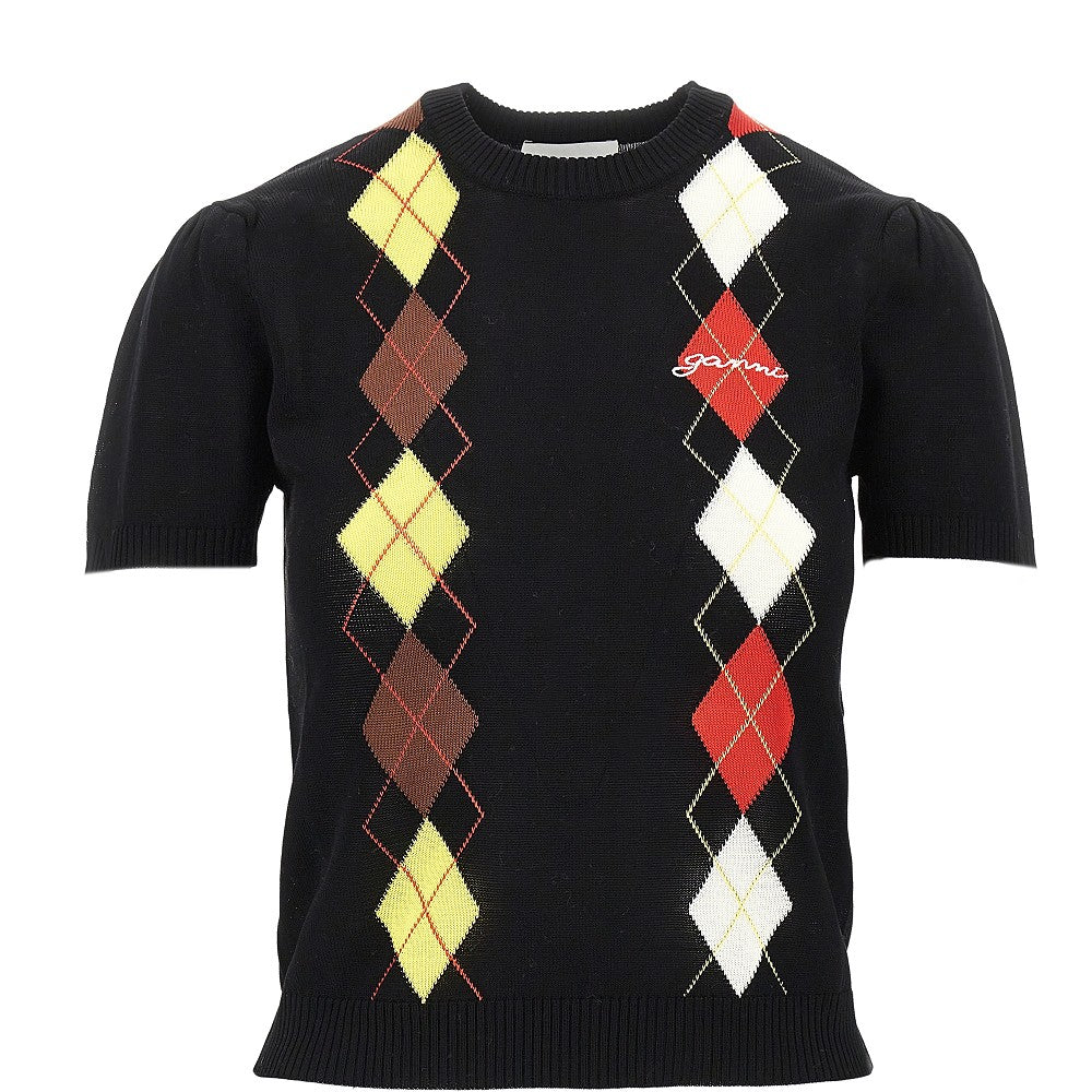Knitted top with diamonds motif
