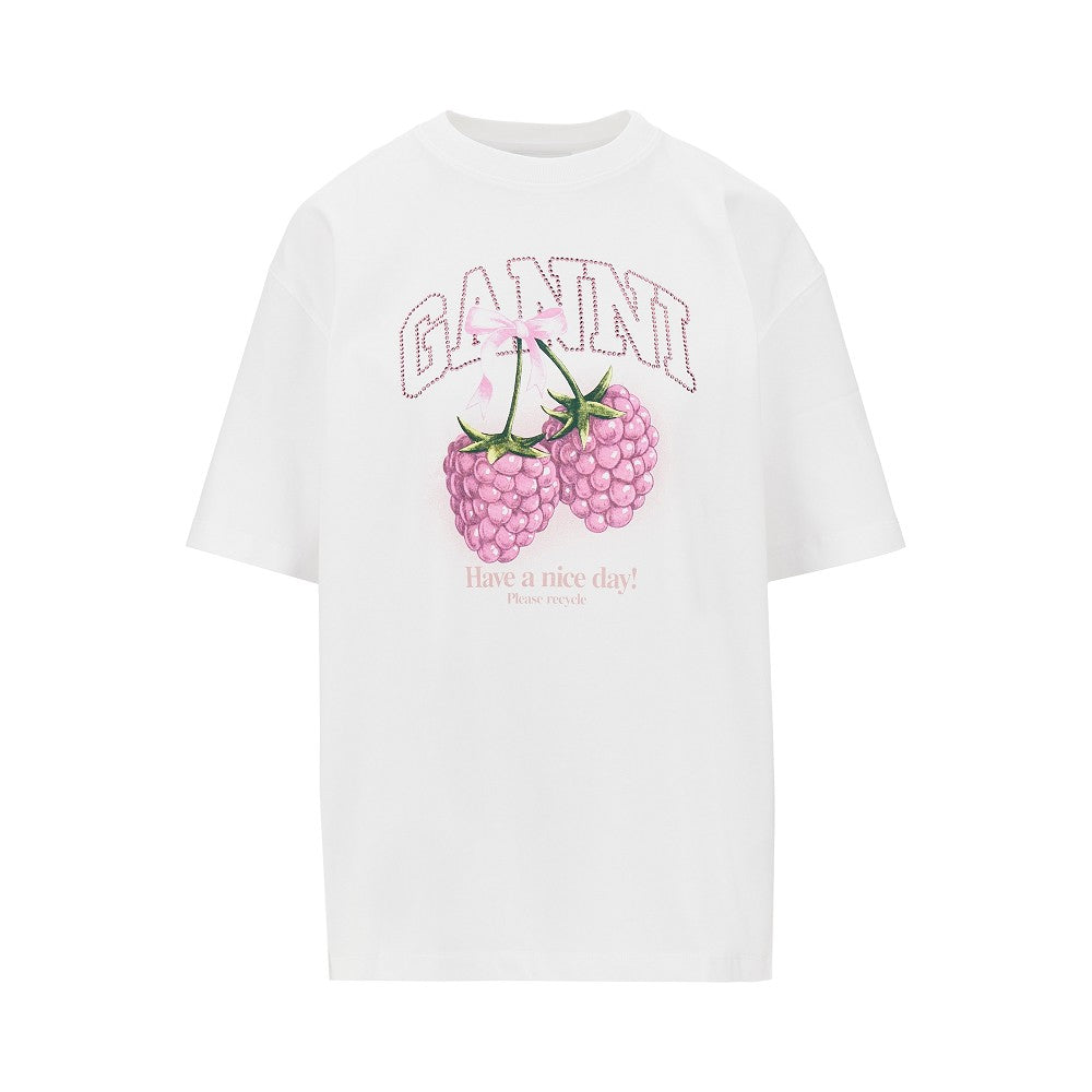 T-shirt in cotone con stampa 'Raspberries'