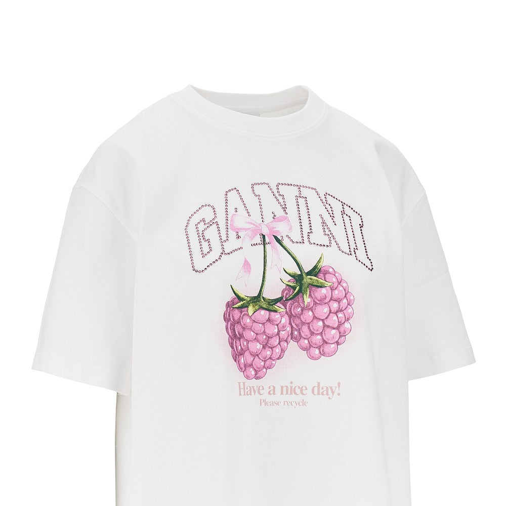 T-shirt in cotone con stampa 'Raspberries'