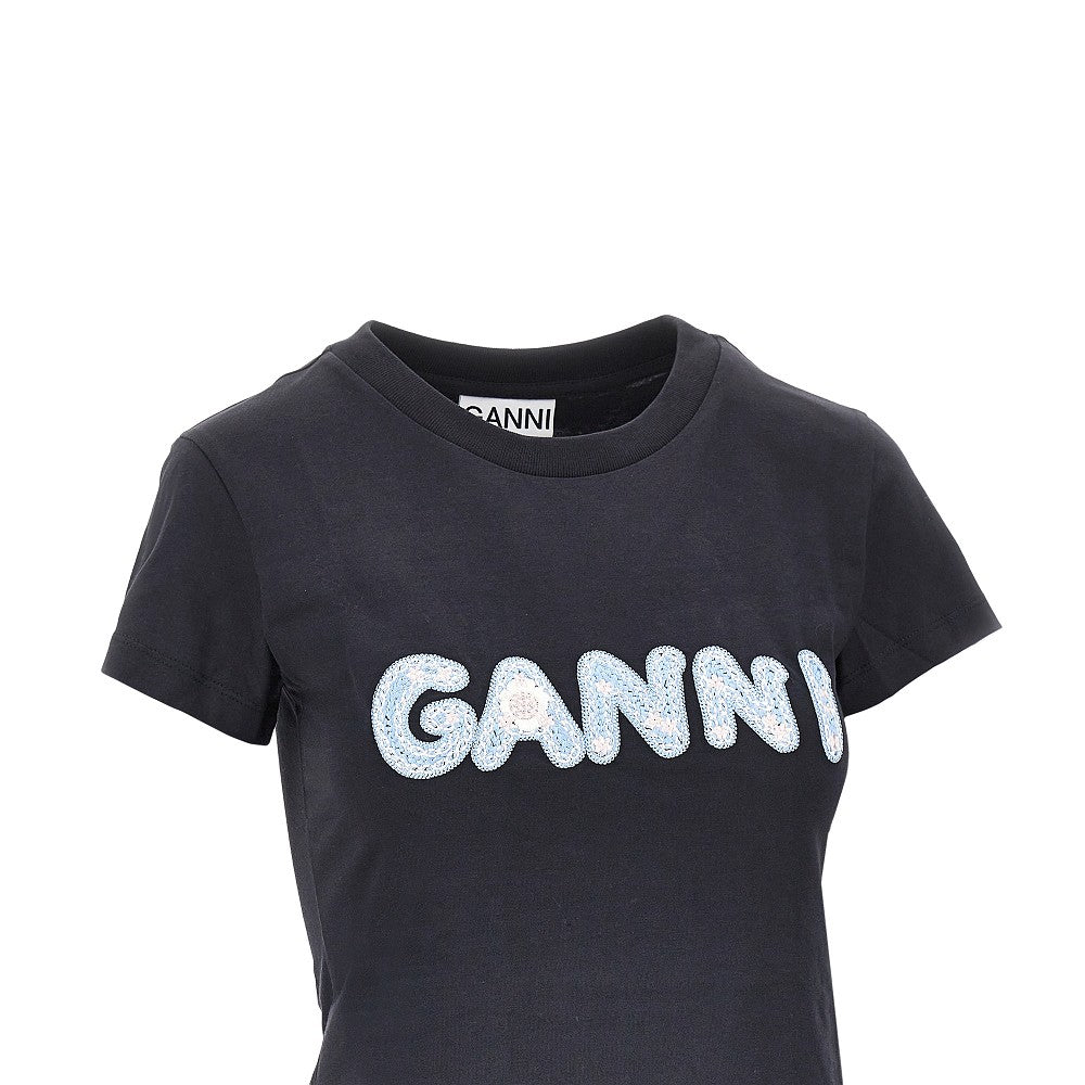 Cotton T-shirt with logo embroidery