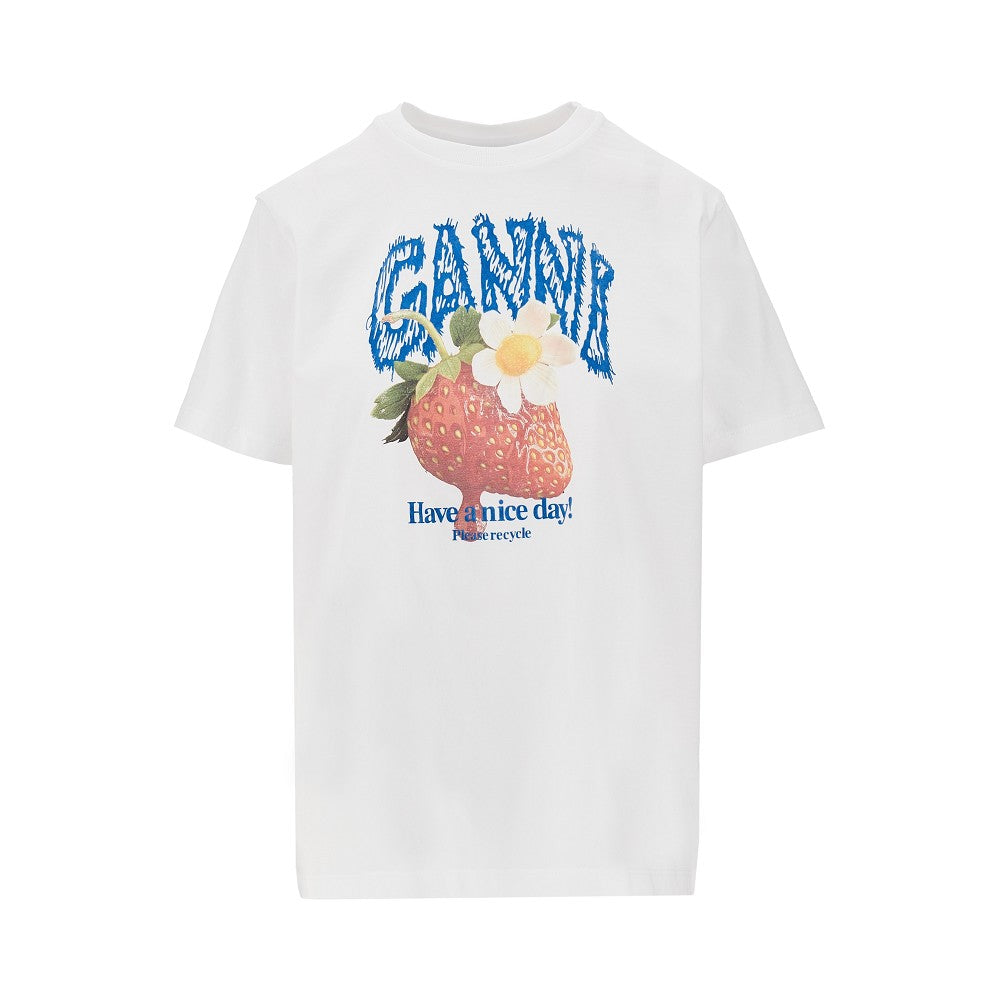 Cotton T-shirt with 'Strawberry' print