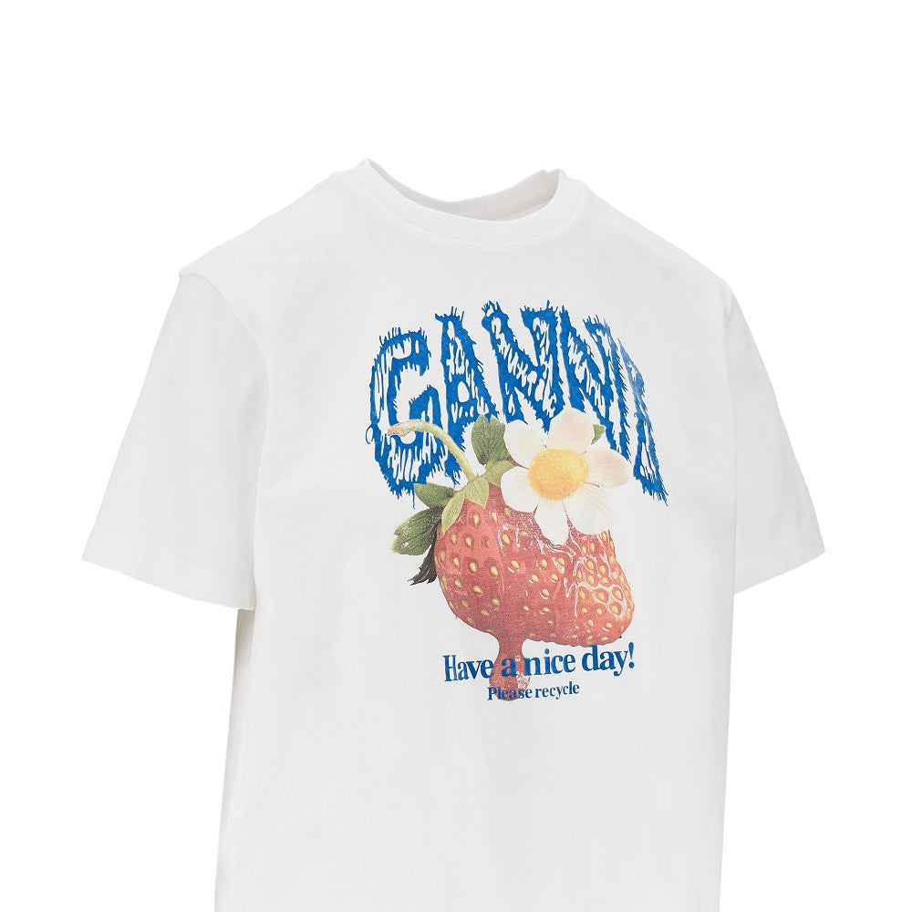 Cotton T-shirt with 'Strawberry' print