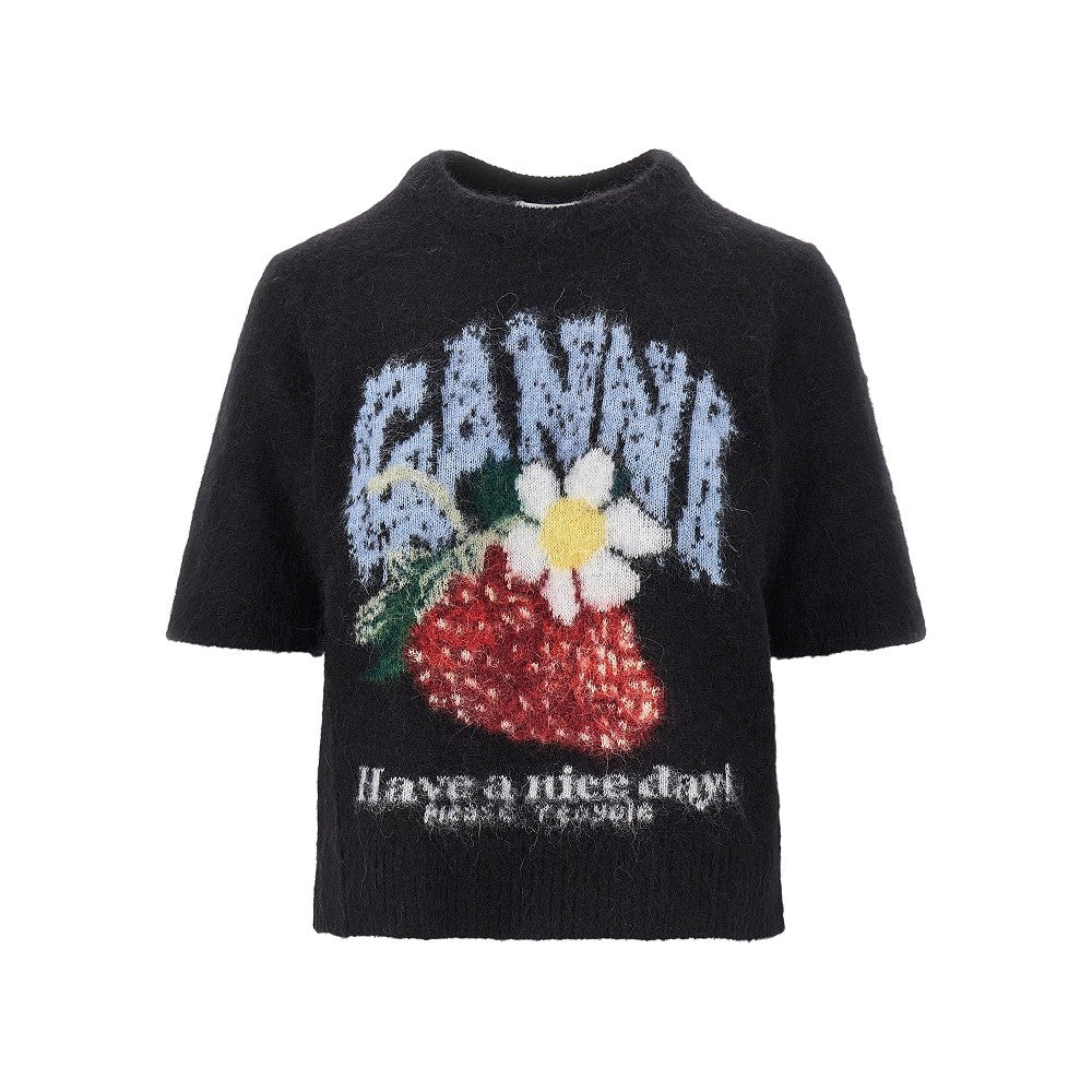 Wool-blend knitted top