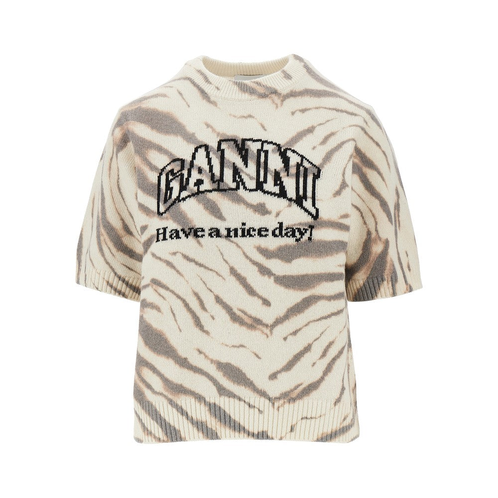 Top in maglia con motivo zebrato