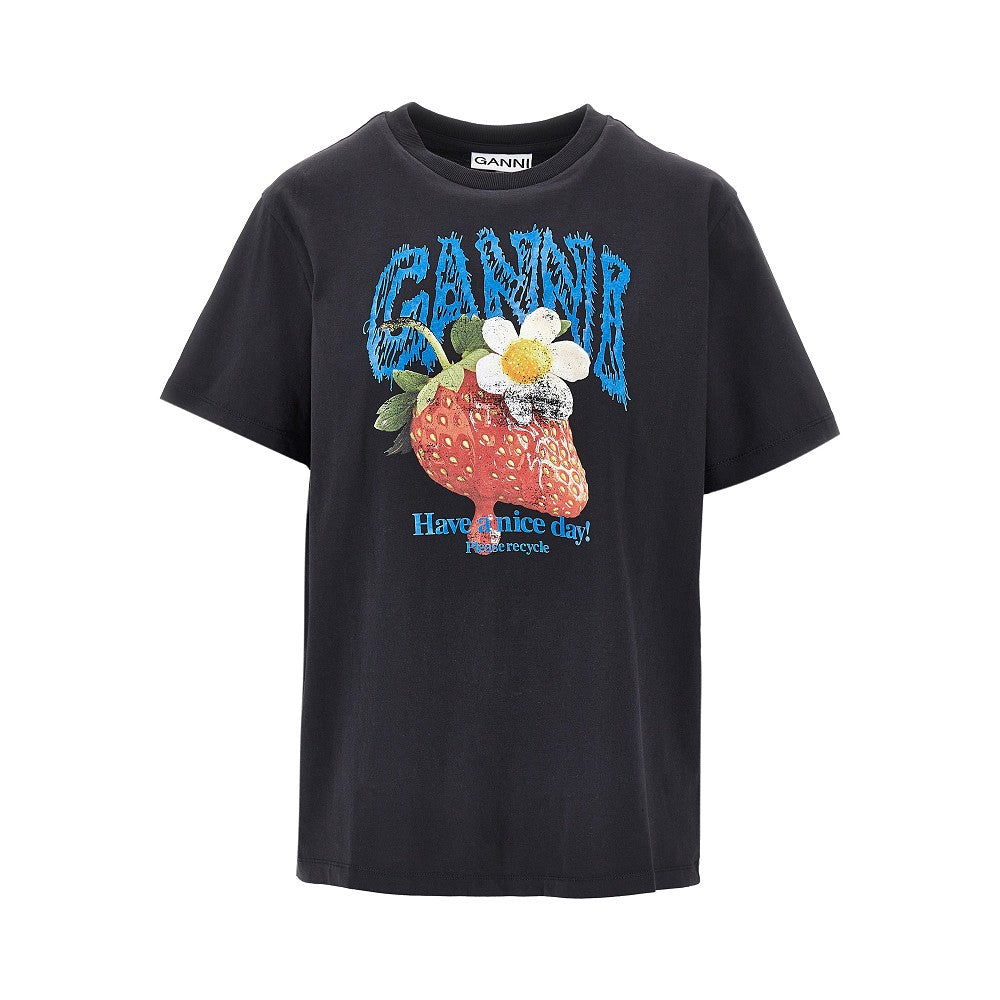 T-shirt in cotone con stampa 'Strawberry'