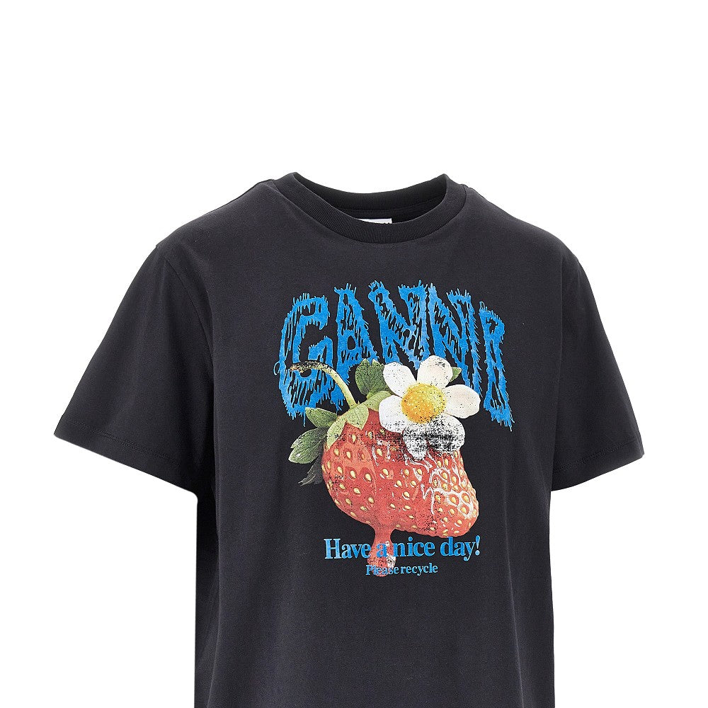 T-shirt in cotone con stampa 'Strawberry'