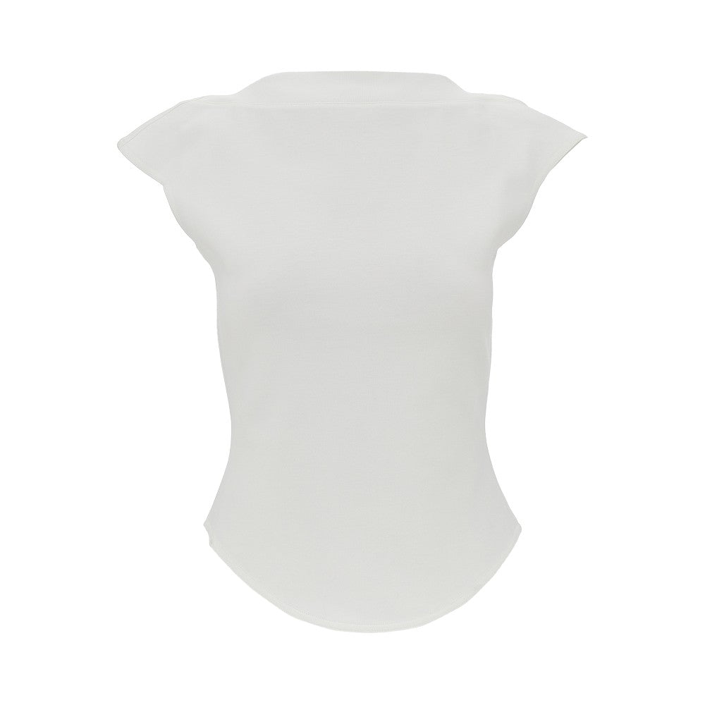 Top in jersey con maniche ad aletta