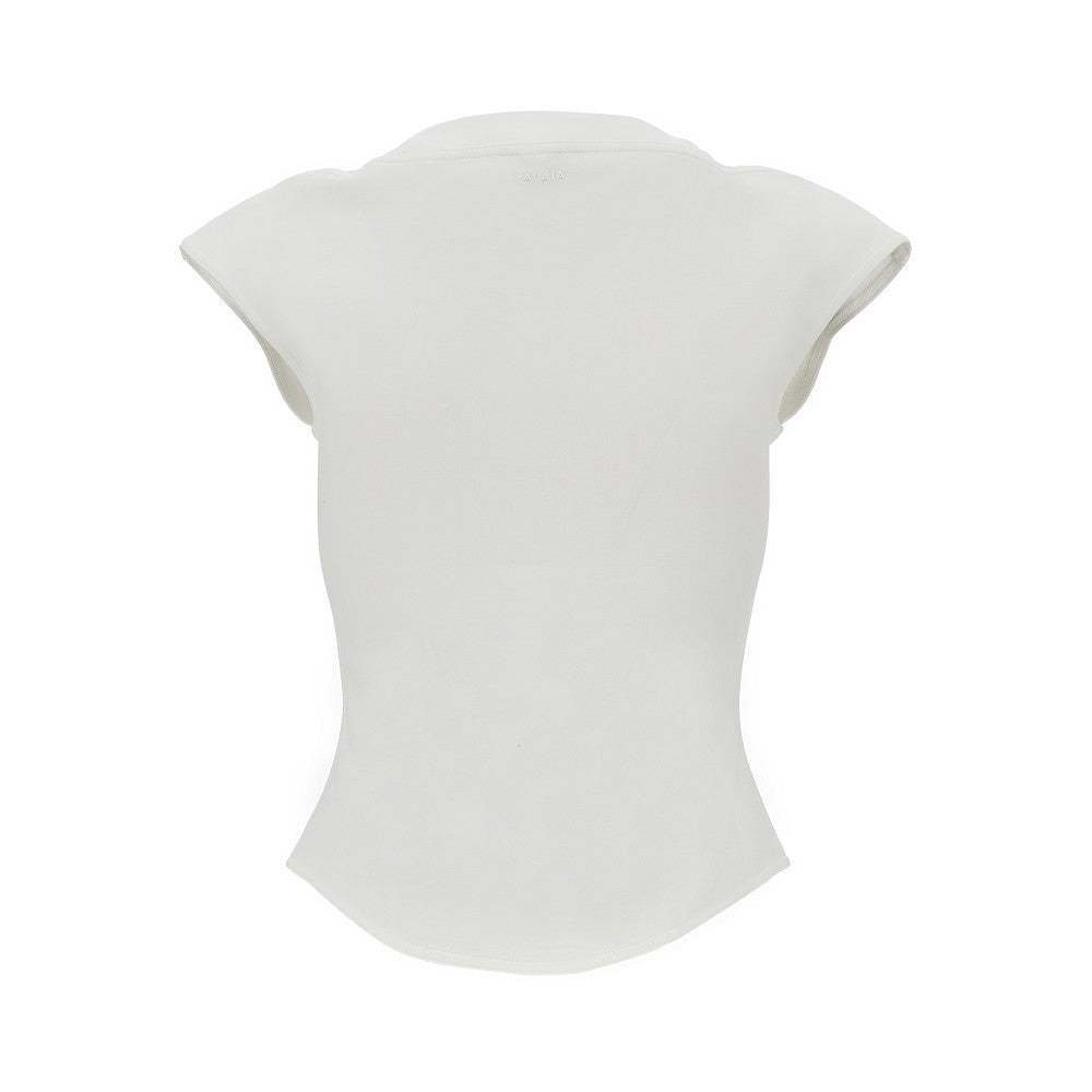 Top in jersey con maniche ad aletta
