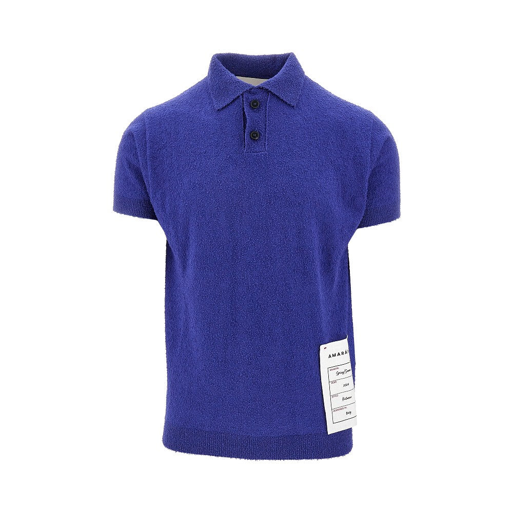 Terry-texture knit polo shirt