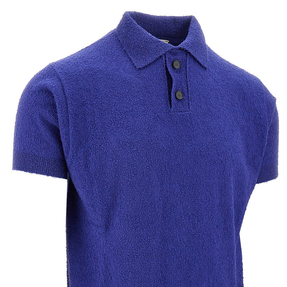 Terry-texture knit polo shirt