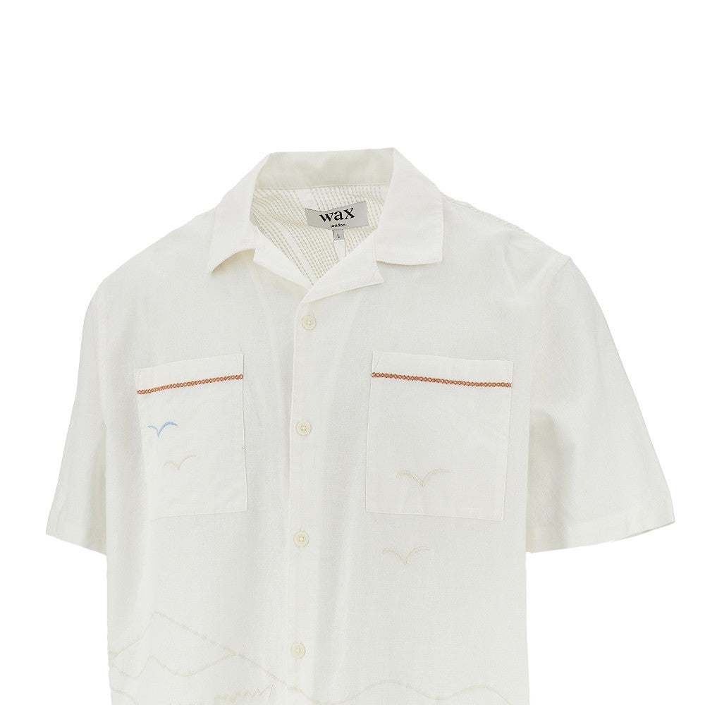 'Didcot' embroidered cotton and linen shirt
