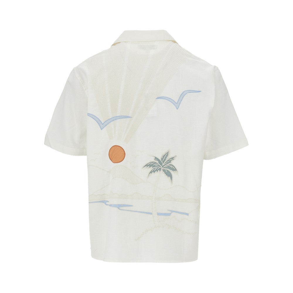 'Didcot' embroidered cotton and linen shirt