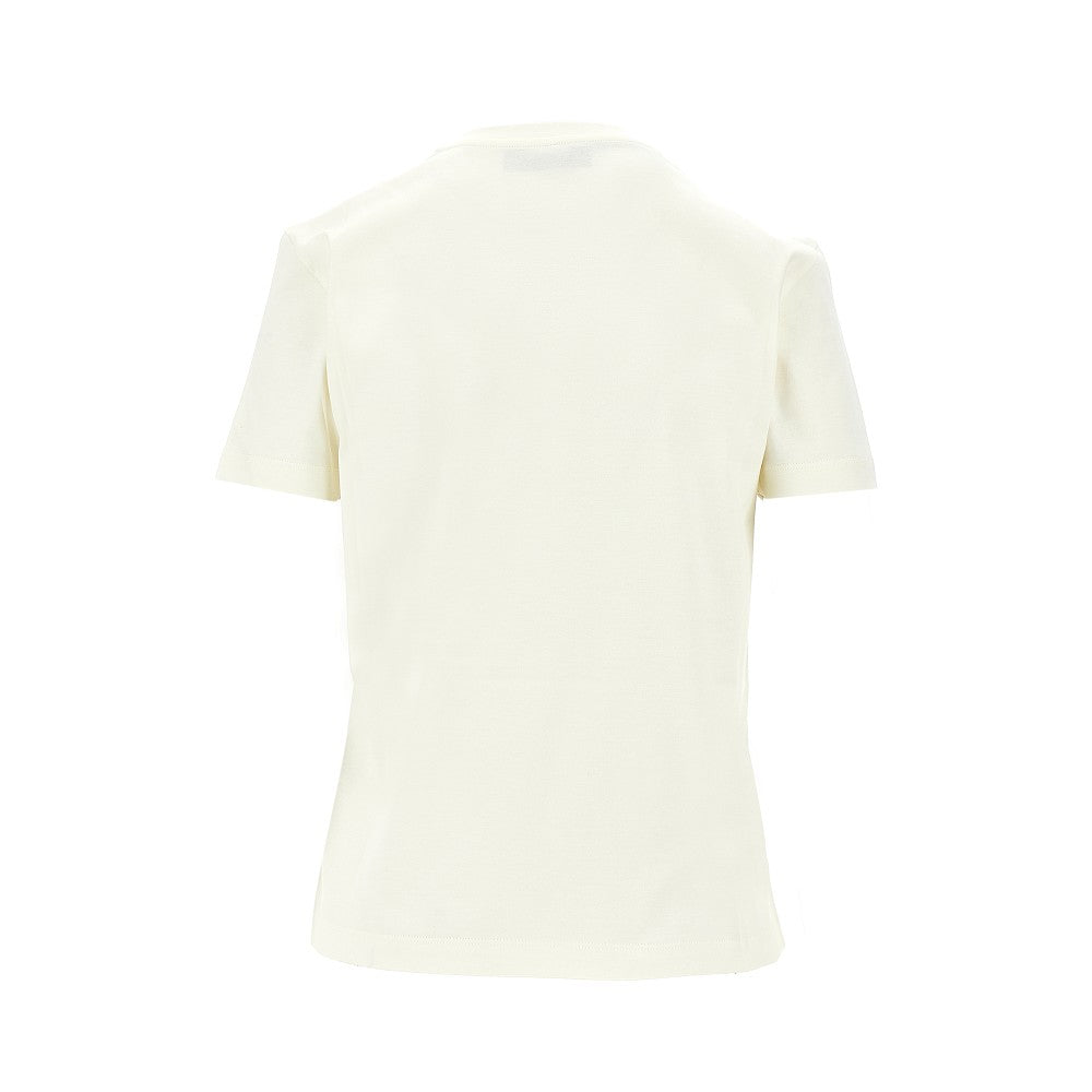 Logo embroidery T-shirt with tulle inserts