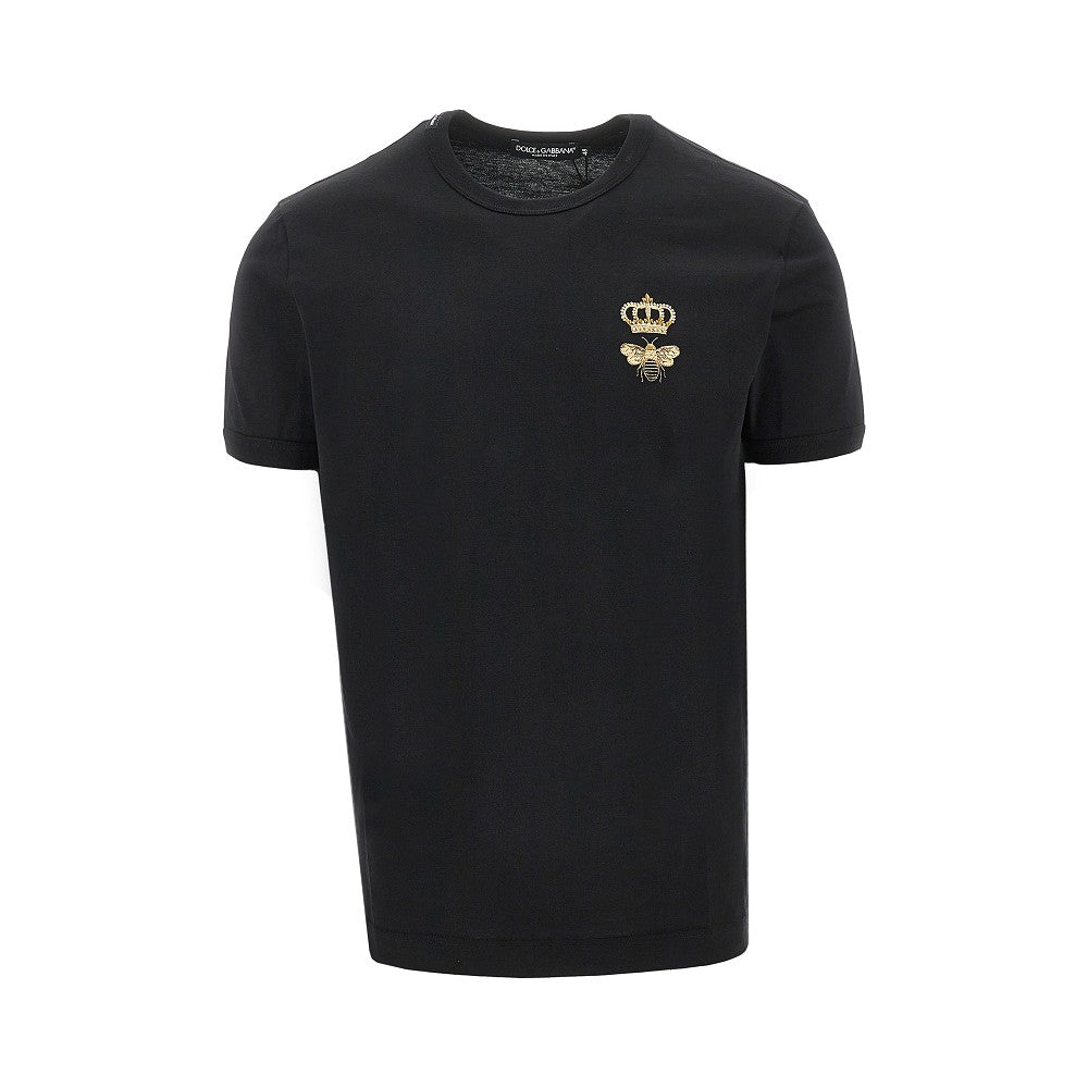 T-shirt con ricamo ape e corona