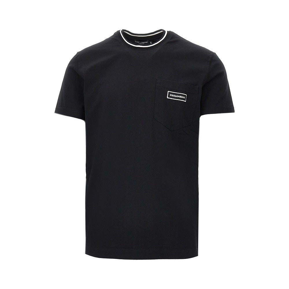 T-shirt with pocket and logo patch