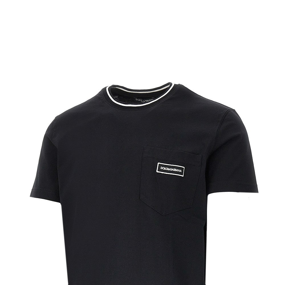 T-shirt with pocket and logo patch