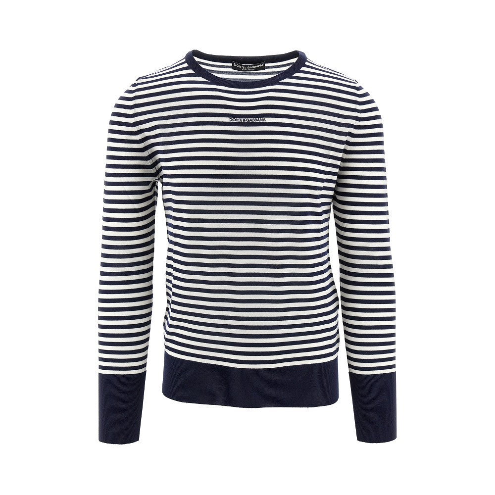 Pullover girocollo in lana a righe