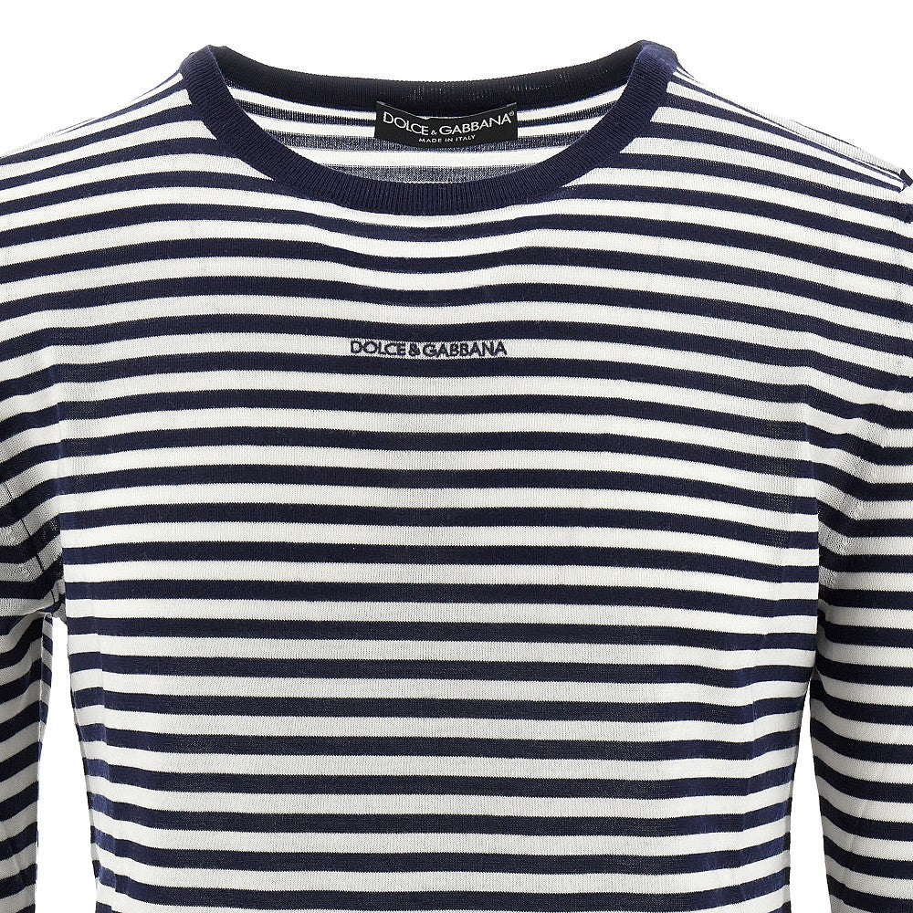 Pullover girocollo in lana a righe
