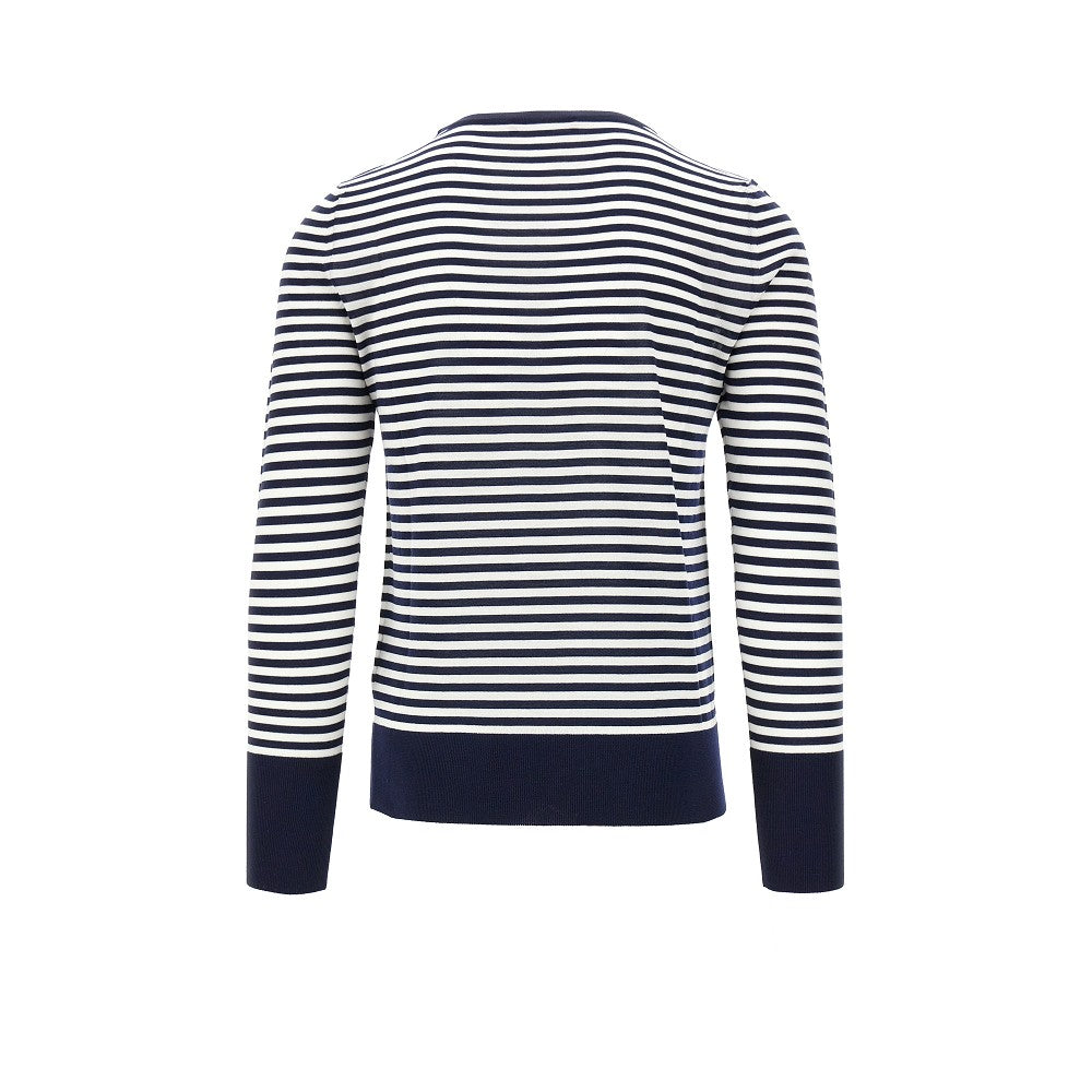 Pullover girocollo in lana a righe