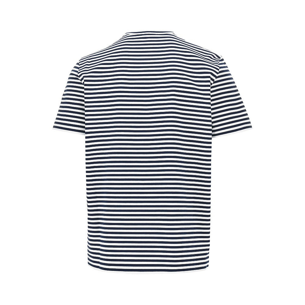 T-shirt a righe con patch in pelle
