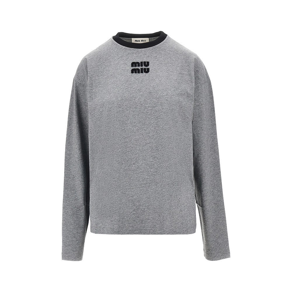 T-shirt in jersey con applicazione logo