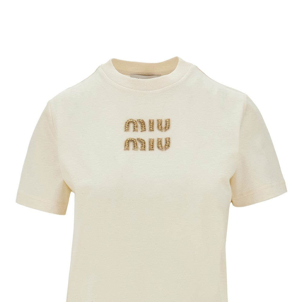 Crystals logo embroidery T-shirt