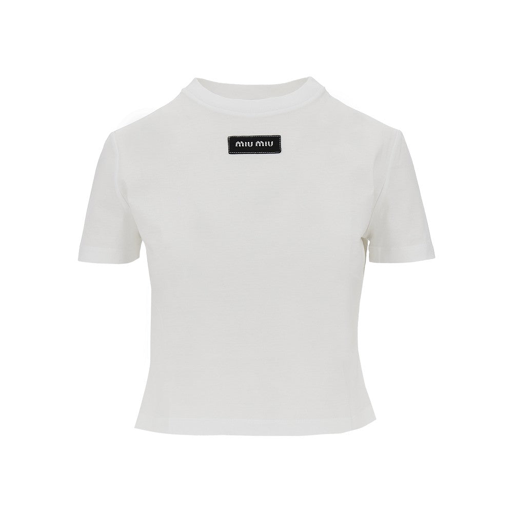 T-shirt cropped con patch logo