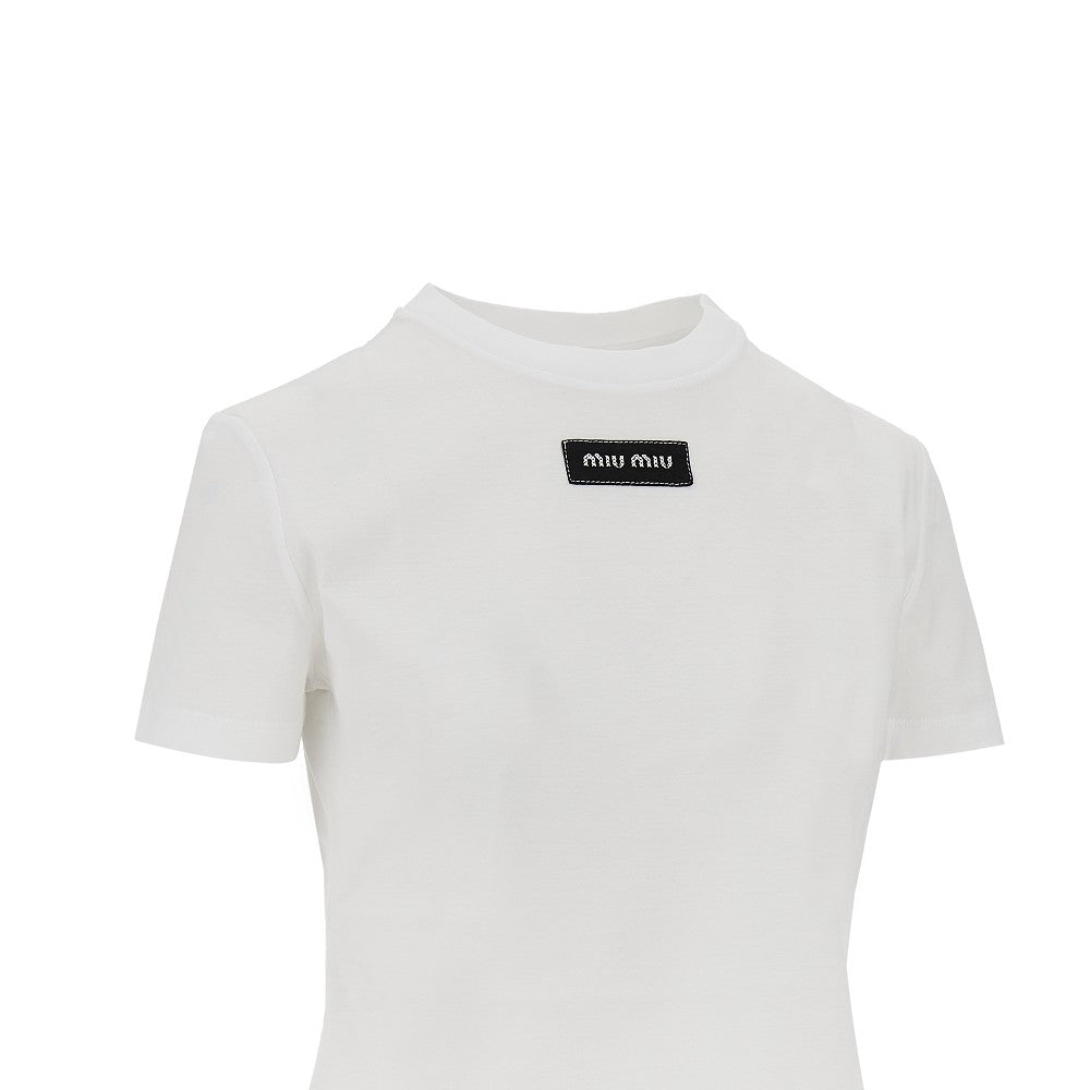 T-shirt cropped con patch logo