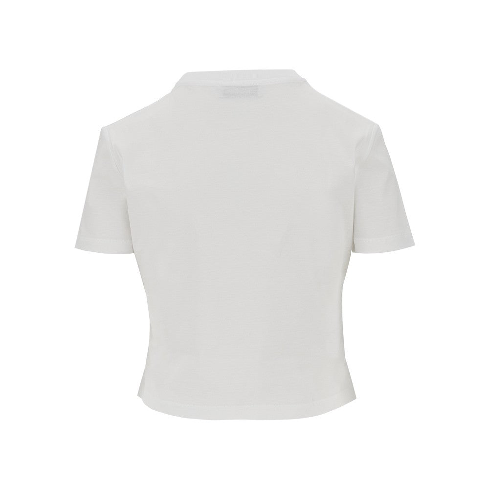 T-shirt cropped con patch logo