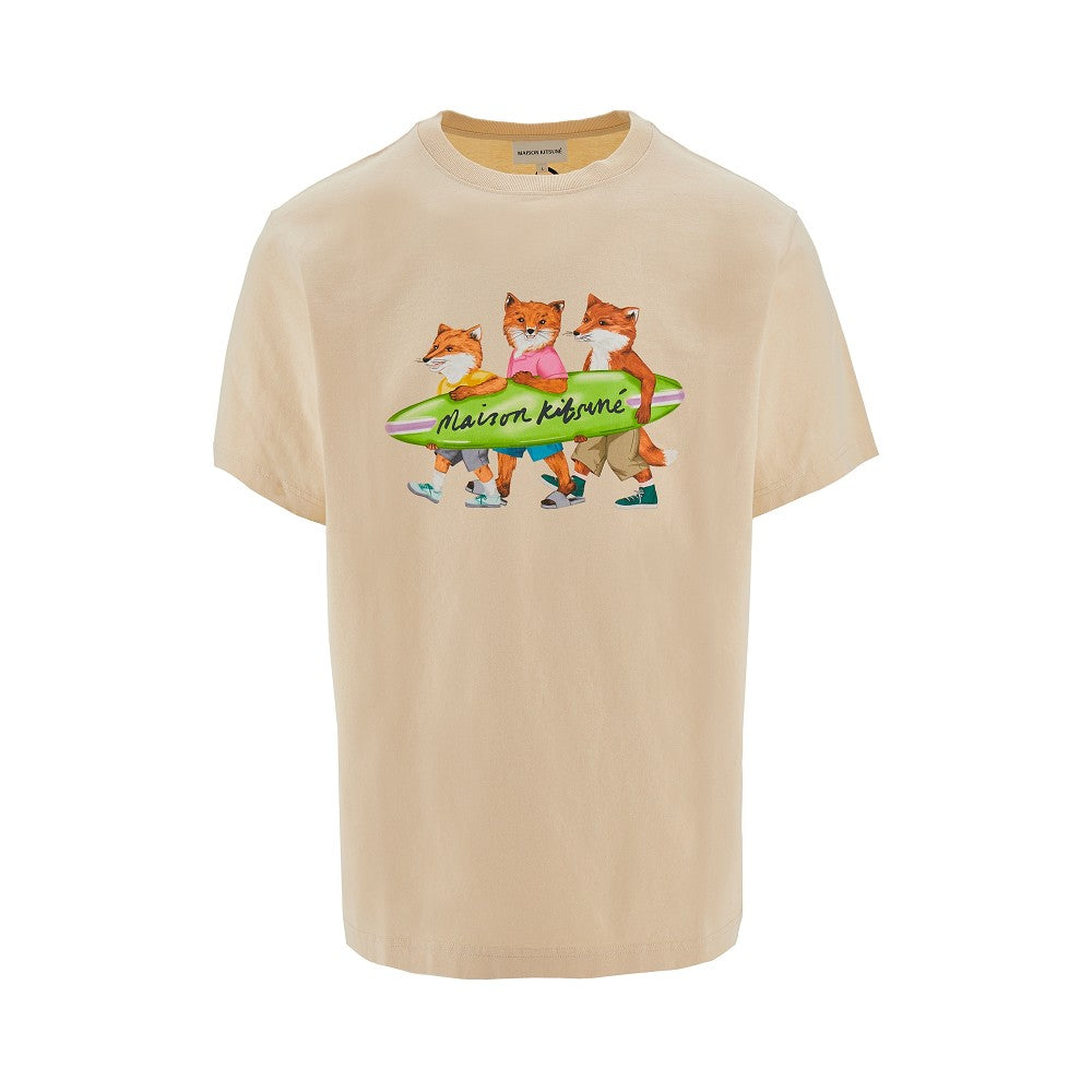 T-shirt con stampa Surfing Foxes