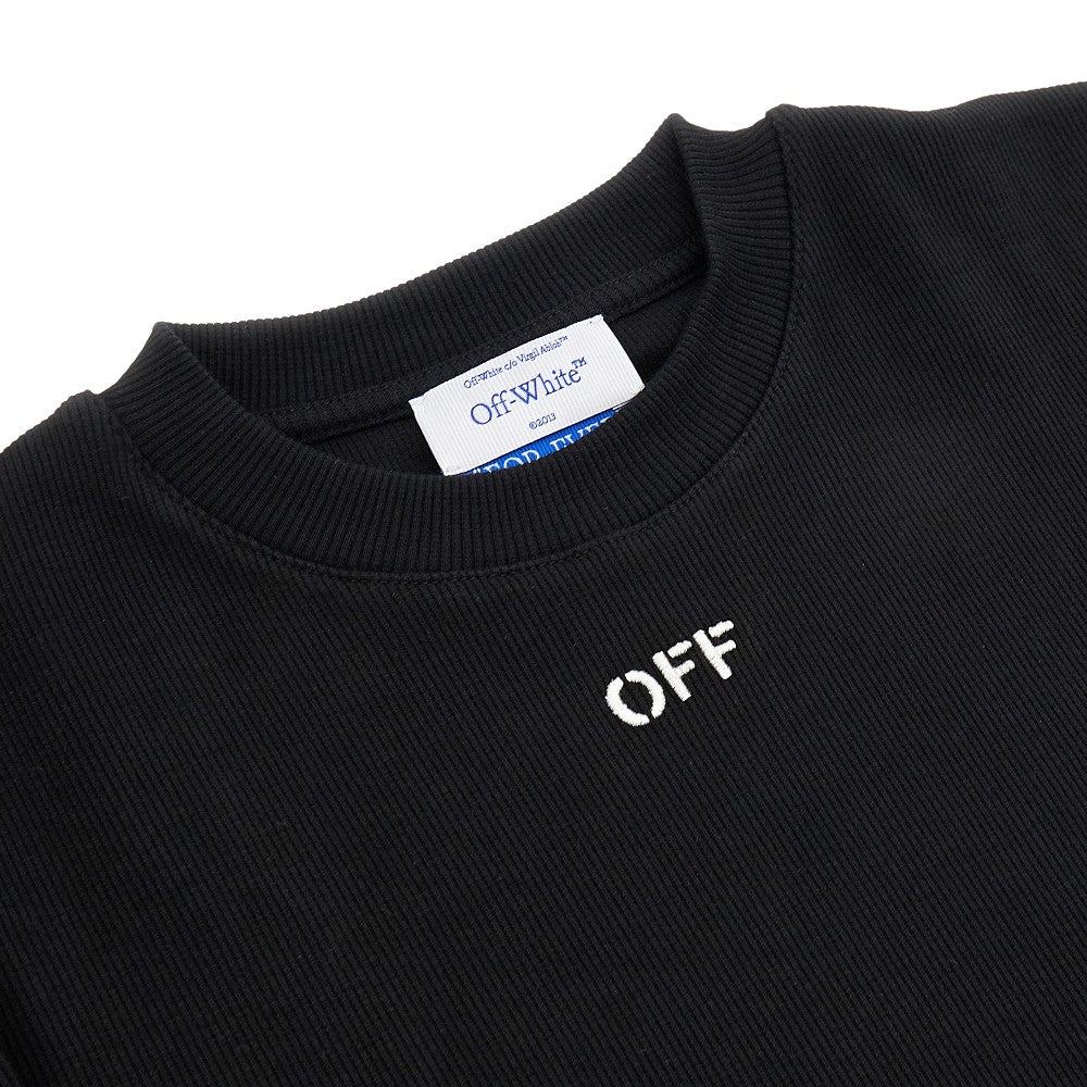 OFF embroidery ribbed cropped T-shirt