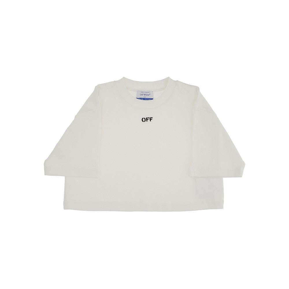 T-shirt cropped a costine con ricamo OFF