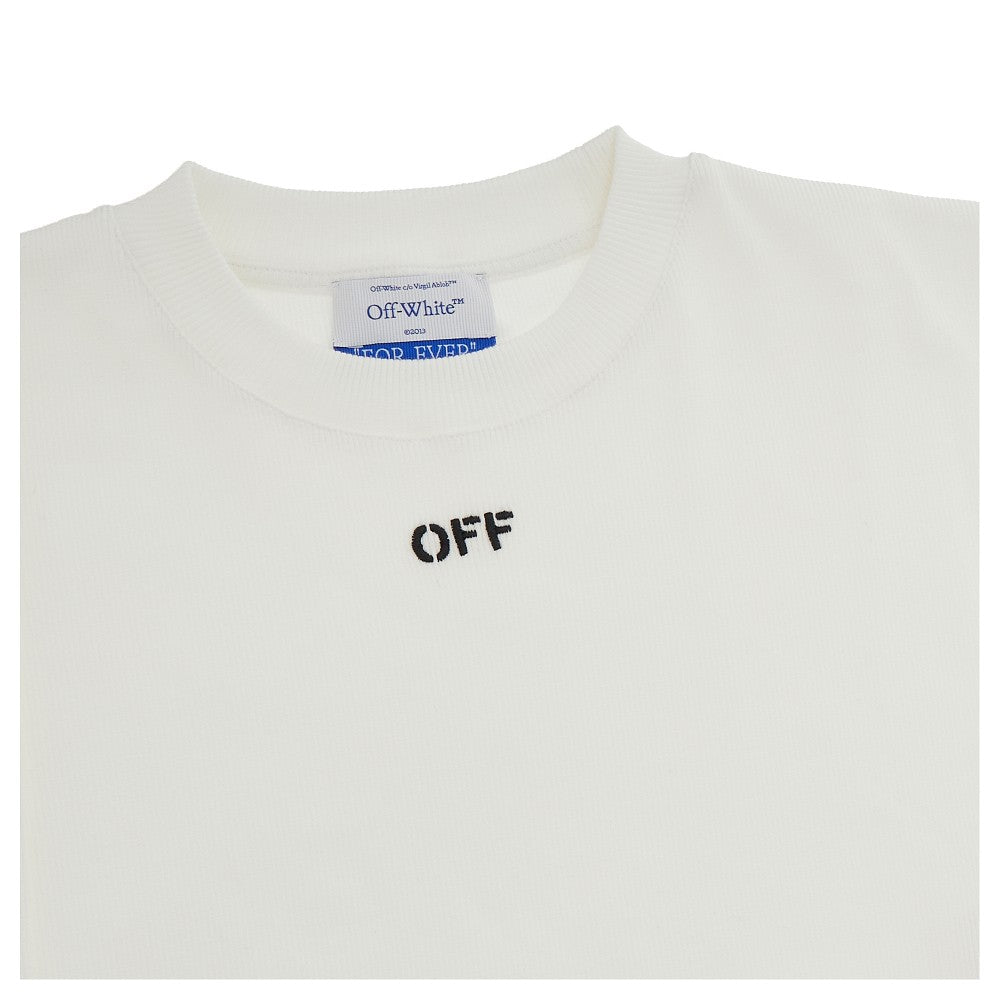 T-shirt cropped a costine con ricamo OFF