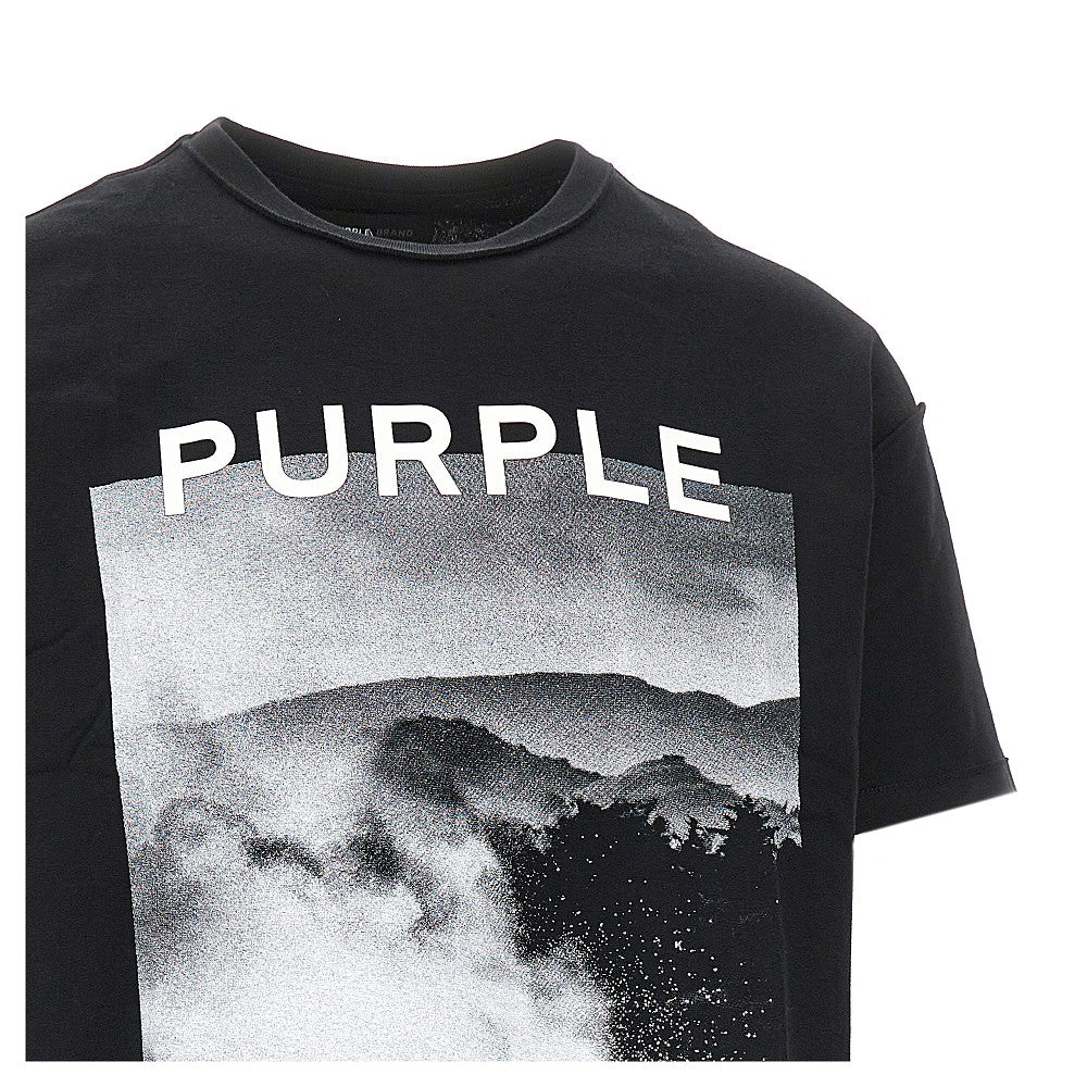 Inside-out jersey T-shirt with print