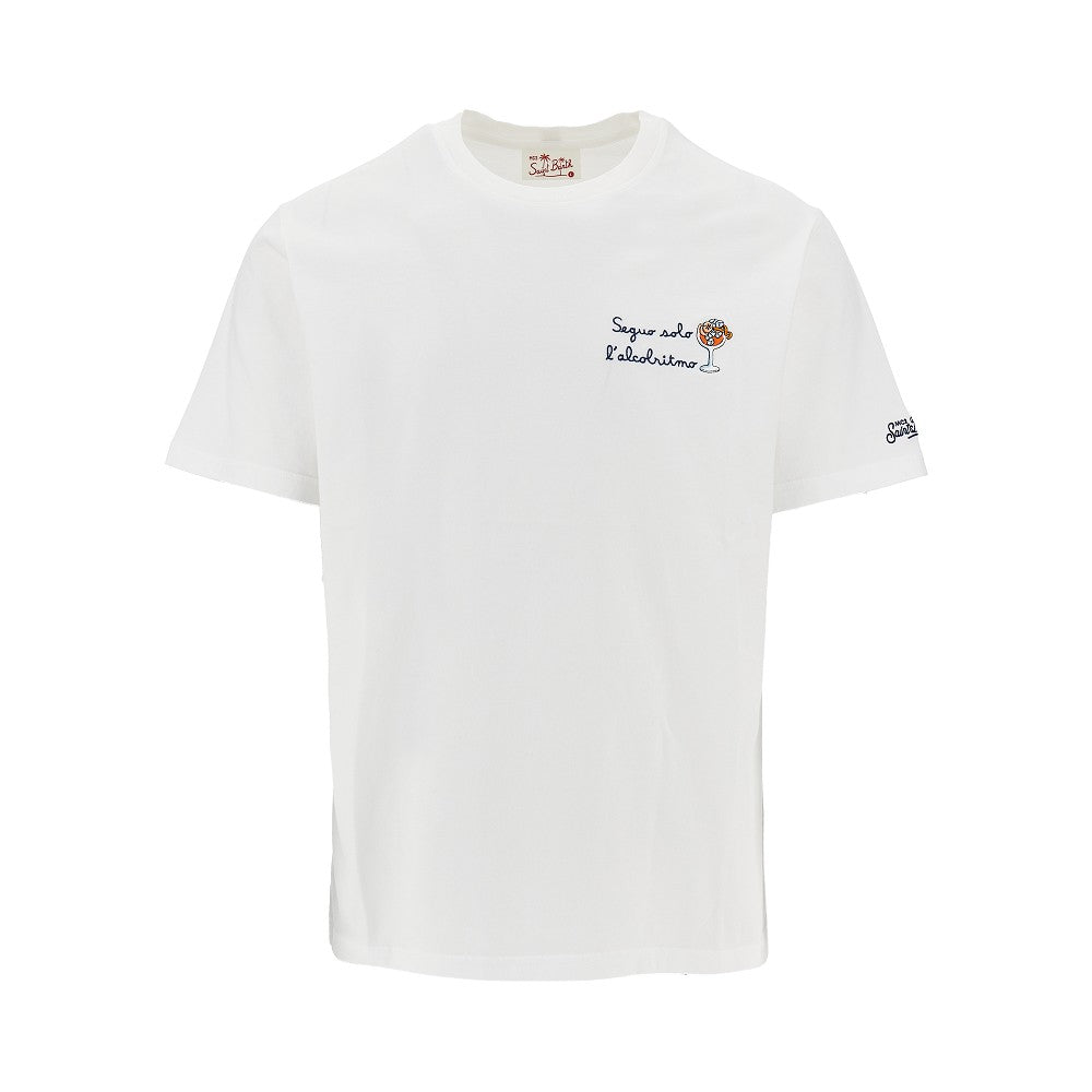 T-shirt con ricamo 'Seguo solo l'alcoritmo'