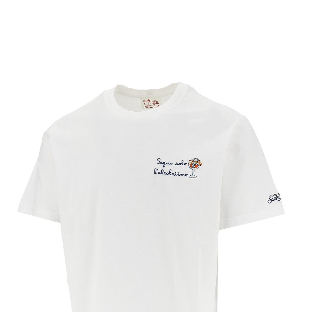 T-shirt con ricamo 'Seguo solo l'alcoritmo'