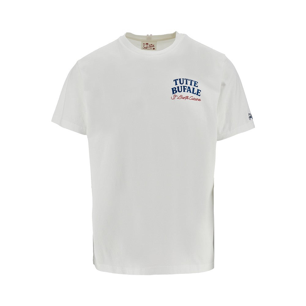 Cotton T-shirt with print and embroidery