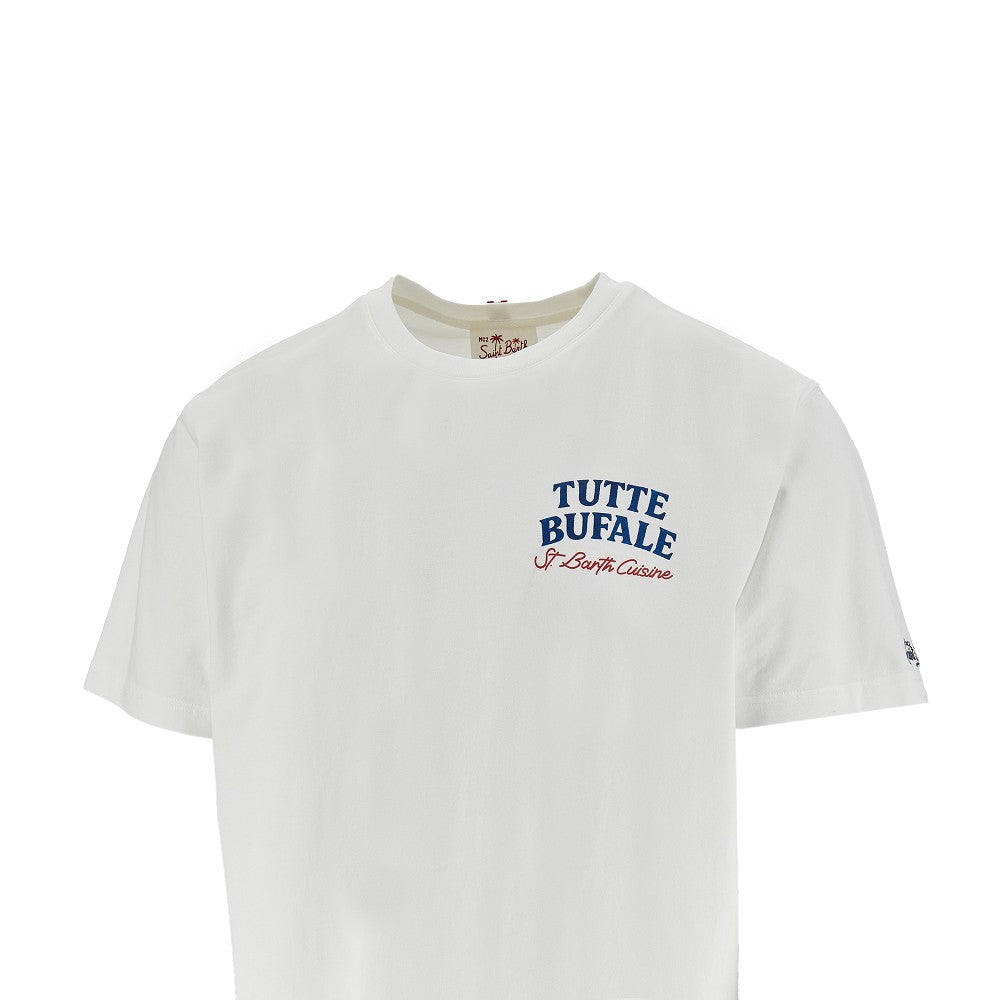 Cotton T-shirt with print and embroidery