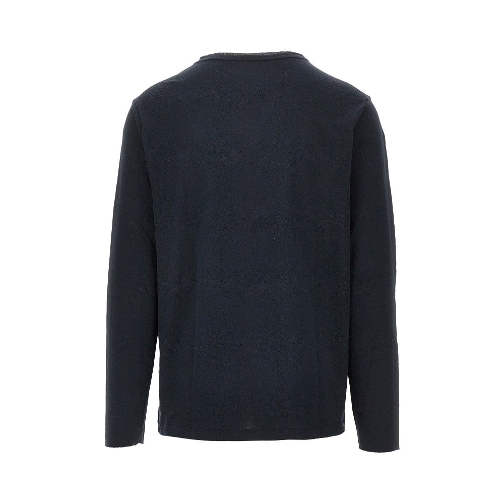 Tunisian collar linen blend T-shirt