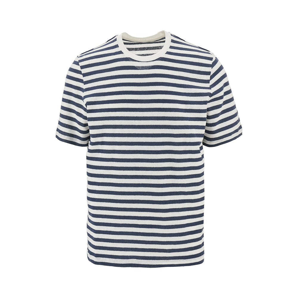 T-shirt in cotone e lino a righe